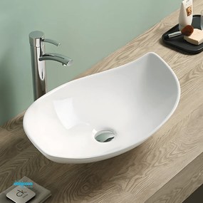 Lavabo D'Appoggio Floreale "Break The Rules" Da 65,5x40 Cm Bianco Lucido