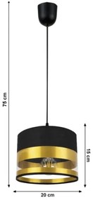 Lampadario su filo MILO 1xE27/60W/230V dorato/nero