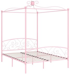 Giroletto a baldacchino rosa in metallo 180x200 cm