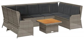 Set divani da giardino 7 pz con cuscini in polyrattan grigio