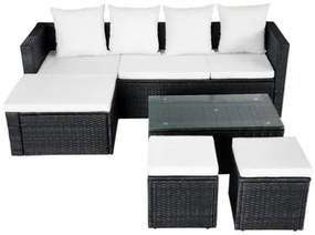 Set Divani da Giardino 4 pz con Cuscini in Polyrattan Nero