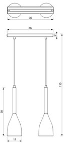 Lampadario a sospensione con filo MUZA 2xE27/60W/230V