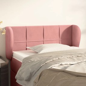 Testiera Ad Orecchio Rosa 103x23x78/88 Cm İn Velluto /