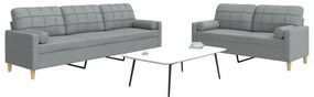 Set Divani 2 Pz Con Cuscini Decorativi Grigio Chiaro İn Tessuto /