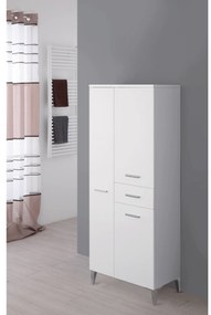 Colonna Portasciugamani a Terra 154 Cm Tre Ante Un Cassetto Feridras "Stella" Bianco Lucido