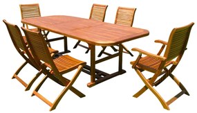 TURRIS - set tavolo in alluminio e teak cm 150/200 x 90 x 74 h con 4 sedie e 2 poltrone Mulier
