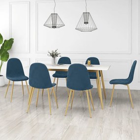 Sedie Da Pranzo 6 Pz Blu İn Velluto /