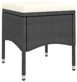 Set da bistrot per giardino 5pz polyrattan vetro temperato nero