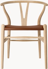 Sedia con braccioli in pelle CH24P