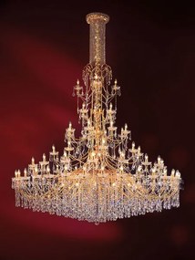 Lampadario 92 luci oro e cristallo - 702/92 - Luxury Crystal - Arredoluce Cromo