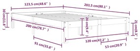 Giroletto Bianco in Legno Massello di Pino 120x200 cm