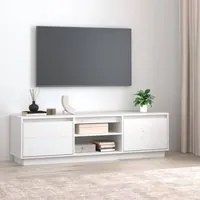 Mobile Porta TV Bianco 140x35x40 cm in Legno Massello di Pino 814315