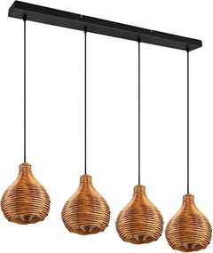 Reality - Lampada a sospensione con cavo SPROUT 3xE14/40W/230V marrone/rattan