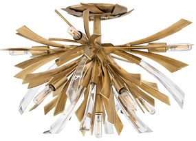 Lampadario Industrial Nordico Vida Acciaio Oro Brunito 9 Luci E14
