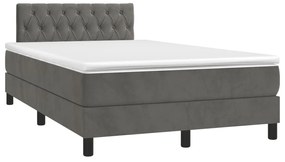 Letto a molle materasso e led grigio scuro 120x190cm in velluto