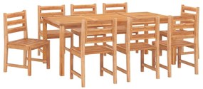 Set da pranzo per giardino 9 pz in legno massello di teak