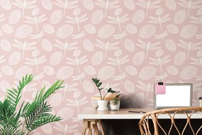 Carta da parati – Libellule volanti in rosa