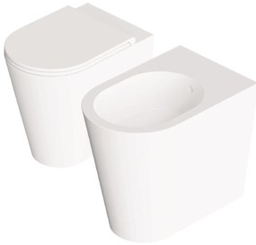 Coppia Di Sanitari a Terra Senza Brida Alice Ceramica "Hide Round" Bianco Opaco
