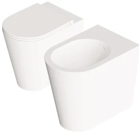 Coppia Di Sanitari a Terra Senza Brida Alice Ceramica "Hide Round" Bianco Opaco