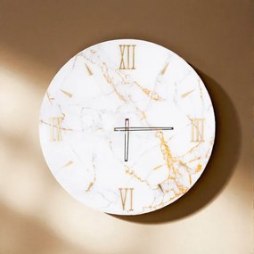 Orologio da Parete GRAFO Ř 65 cm in Vetro Effetto Marmo Oro