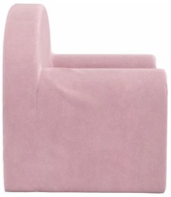 Divano letto per bambini rosa in morbido peluche