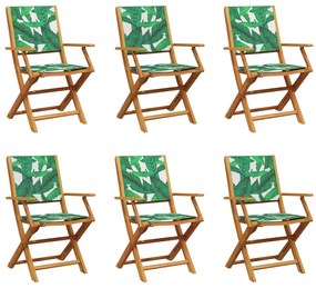 Sedie da giardino pieghevoli 6pz verde tessuto e legno massello
