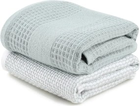 Set di asciugamani goffrati color menta/grigi 2 pz 40x60 cm Betty – Foutastic