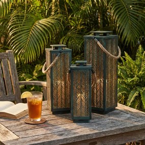 MIZUKI - set di 3 lanterne in acciaio