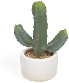 Kave Home - Pianta artificiale Cactus con vaso blanco 22 cm