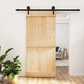 Porta Scorrevole Con Set Hardware 95x210 Cm Legno Massello Pino /