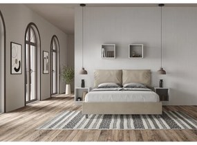 Letto contenitore da 160x200 in microfibra sabbia Antea