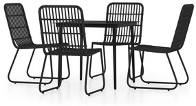 Set mobili da pranzo per giardino 5 pz nero