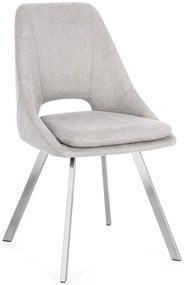 Set di 2 sedie KASHAR in tessuto grigio chiaro e gambe acciaio
