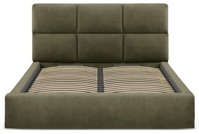 Letto matrimoniale imbottito verde con contenitore con rete inclusa 200x200 cm Libera – Windsor &amp; Co Sofas