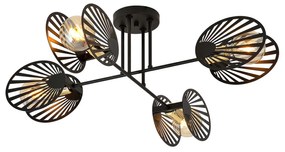 Plafoniera Moderna Patroclo Acciaio Nero 4 Luci E27 Ip20