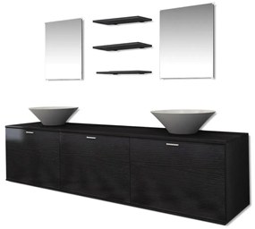 Set mobili da bagno con lavabo 8 pz nero