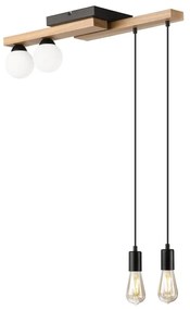 Lampadario a sospensione con filo CORTINA 2xE27/15W/230V + 2xG9/5W/230V nero/quercia