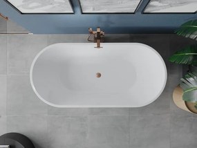 Mexen Luna vasca da bagno freestanding 160 x 75 cm, bianca, troppopieno rame spazzolato - 52031607500-65