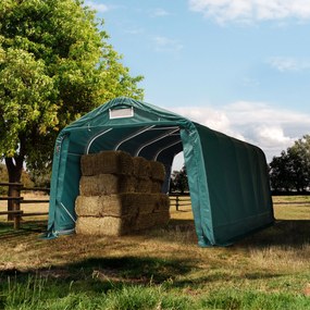 TOOLPORT Tenda agricola 3,3x6m, verde scuro, Telo in PRIMEtex-PVC, ignifuga, fissaggio per cemento - (99540)