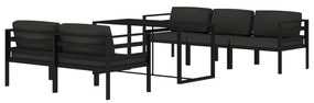 Set divani da giardino 6 pz con cuscini in alluminio antracite