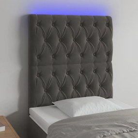 Testiera A Led Grigioscuro 80x7x118/128cm İn Velluto /