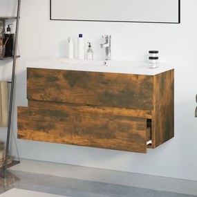 Mobile bagno con lavabo integrato rovere fumo legno multistrato