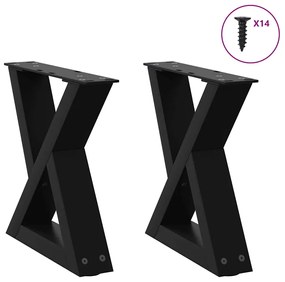 Gambe Per Tavolino 2 Pz Nero 40x(30-31,3) Cm İn Acciaio /