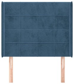 Testiera ad orecchio blu scuro 83x16x118/128 cm in velluto