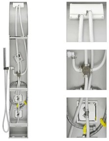 Pannello doccia idromassaggio in acciaio inox effetto marmo con 4 funzioni