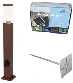 Lampada da esterno marrone ruggine 80 cm con presa IP44 - Malios