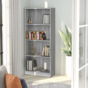 Libreria 4 Ripiani Grigio Sonoma 60x24x142 Cm Legno Multistrato /
