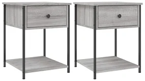 Comodini 2 pz grigio sonoma 44x45x58 cm in legno multistrato