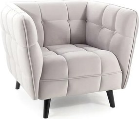 Poltrona Castello Velvet in velluto color grigio chiaro Bluvel 03 e struttura in legno wenge – 92x85x78 cm