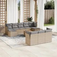 Set Divani da Giardino 11 pz con Cuscini Beige in Polyrattan 3223882